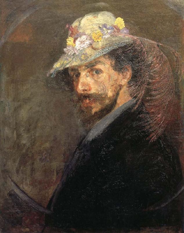 Self-Portrait with Flowered Hat, James Ensor